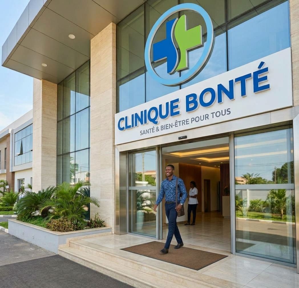 Entrée principale de la Clinique Bonté avec son enseigne